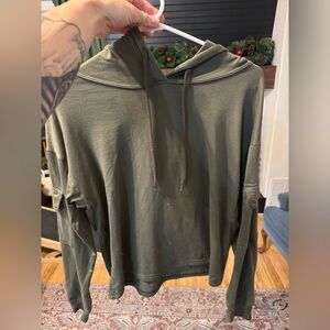 Army Green Crop Sweatshirt Hoodie